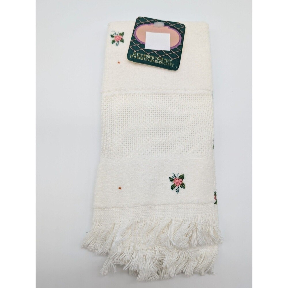 Charles Craft Fingertip Velour Towel for Cross Stitch Rose Blossom Flowers